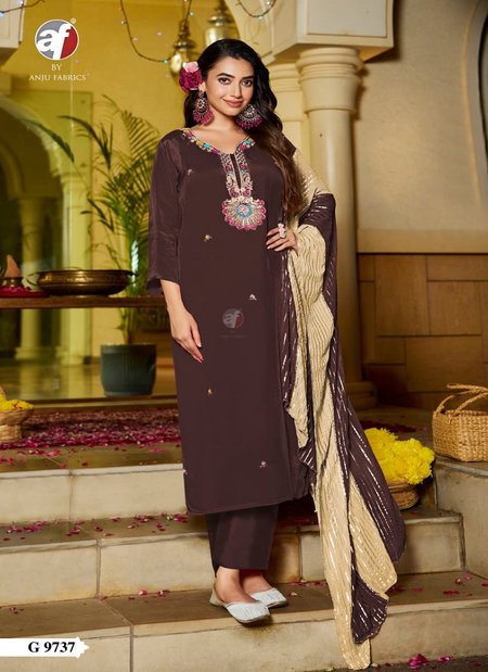 G 9737 By Af Natural Crepe Handwork Readymade Suits Wholesale Online
